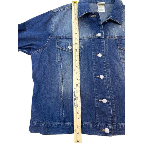 Vintage Disney Direct Denim Jacket Womens XL Mickey Mouse Rhinestone Distressed - Picture 10 of 11